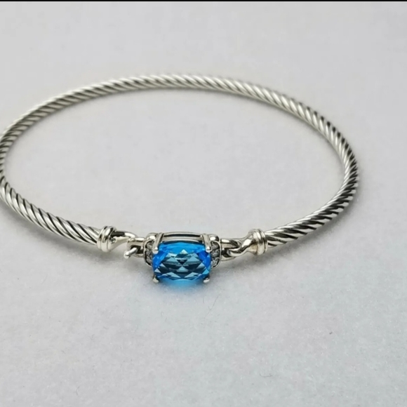 David Yurman Petite Wheaton Hampton Blue topaz & Diamonds Bracelet size small - Picture 1 of 5